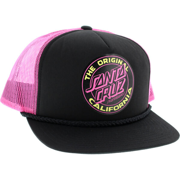 Santa Cruz Skateboards Cali Dot Black / Pink Youth Mesh Trucker Hat ...