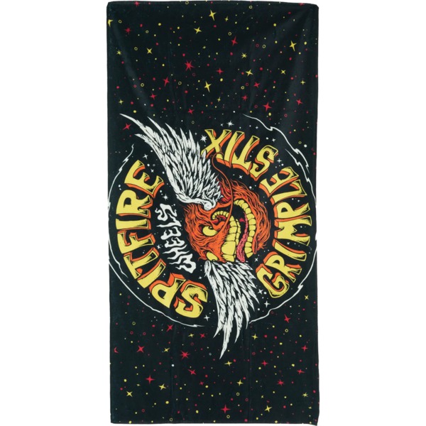 Spitfire Wheels Flying Grimple Black Beach Towel