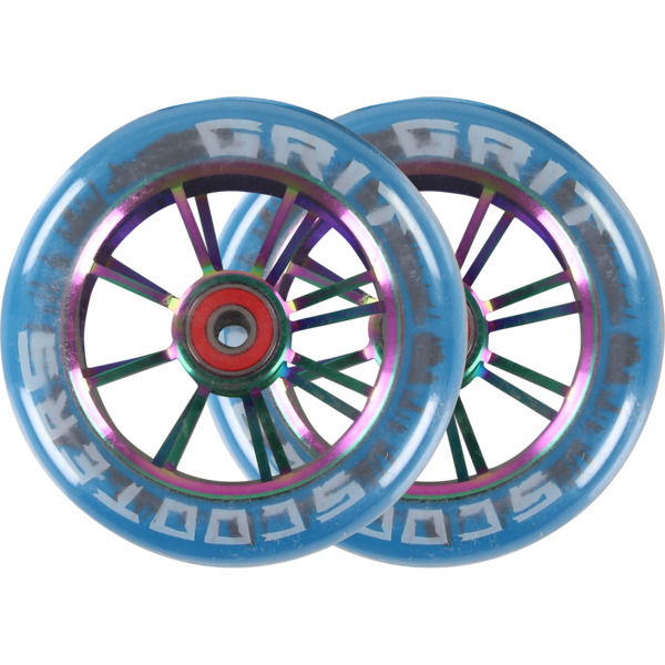 Grit 6-Spoke Blue / Chrome Scooter Wheels - 2