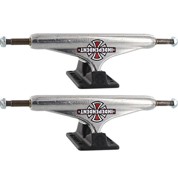 Independent Truck Company 169mm Forged Hollow Vintage Cross Standard Silver  / Black Skateboard Trucks - 6.5 Hanger 9.0 Axle (Set of 2)