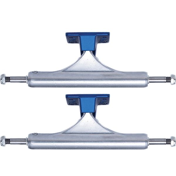 Slappy Truck Company ST1 Classic Hollow Polished / Blue Skateboard Trucks - 5.4" Hanger 8.0" Axle (Set of 2)