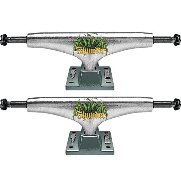 Thunder Trucks 148 Team Medieval Script Polished / Teal Skateboard Trucks - 5.5" Hanger 8.25" Axle (Set of 2)