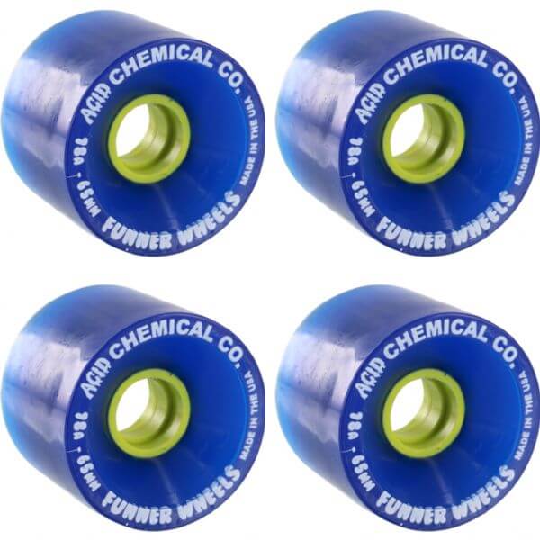 Acid Chemical Wheels Classic Cuts Blue \/ Yellow Skateboard Wheels  65mm 78a Set of 4 