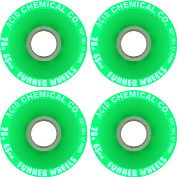 Acid Chemical Wheels Classic Cuts Green Skateboard Wheels  65mm 78a Set of 4  Warehouse 