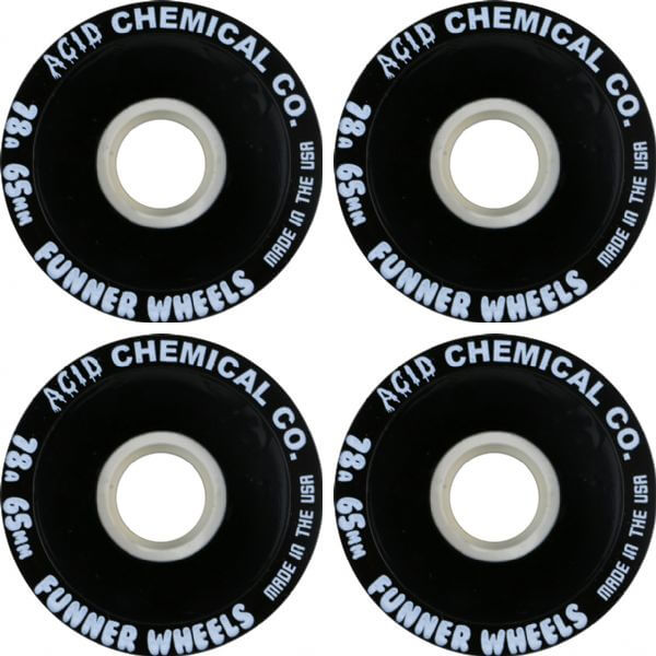Acid Chemical Wheels Classic Cuts Black Longboard Skateboard Wheels  65mm 78a Set of 4 