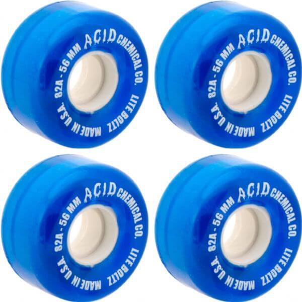 Acid Chemical Wheels Clean Machine Blue \/ White Skateboard Wheels  56mm 82a Set of 4 