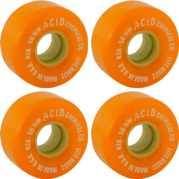 Acid Chemical Wheels Clean Machine Orange \/ Lime Skateboard Wheels  56mm 82a Set of 4 