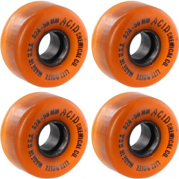 Acid Chemical Wheels Clean Machine Orange \/ Black Skateboard Wheels  56mm 82a Set of 4 