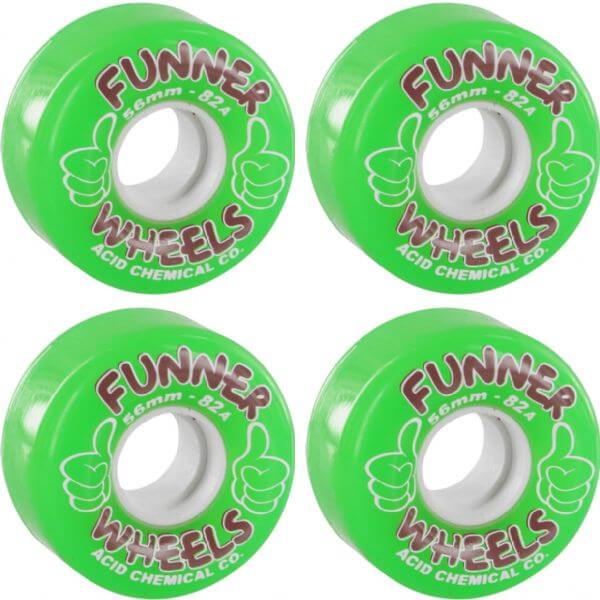 Acid Chemical Wheels Thumbs Up Green Skateboard Wheels  56mm 82a Set of 4  Warehouse Skateboards