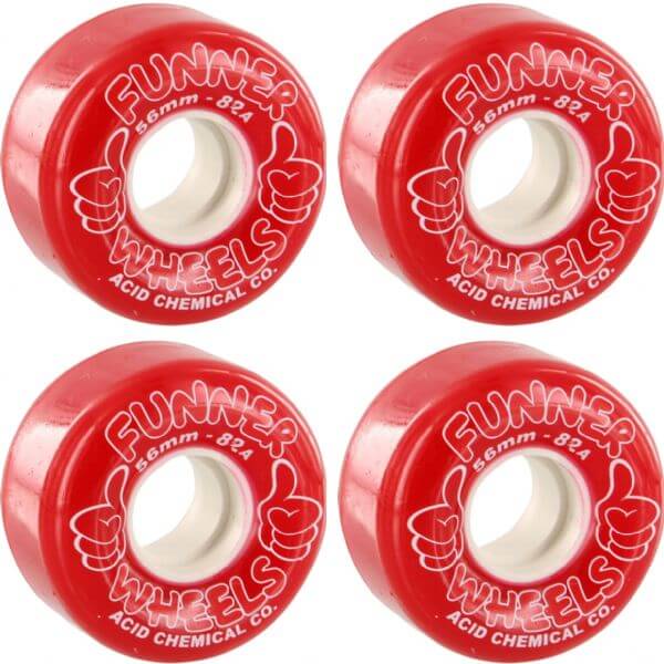 Acid Chemical Wheels Thumbs Up Red Skateboard Wheels  56mm 82a Set of 4  Warehouse Skateboards