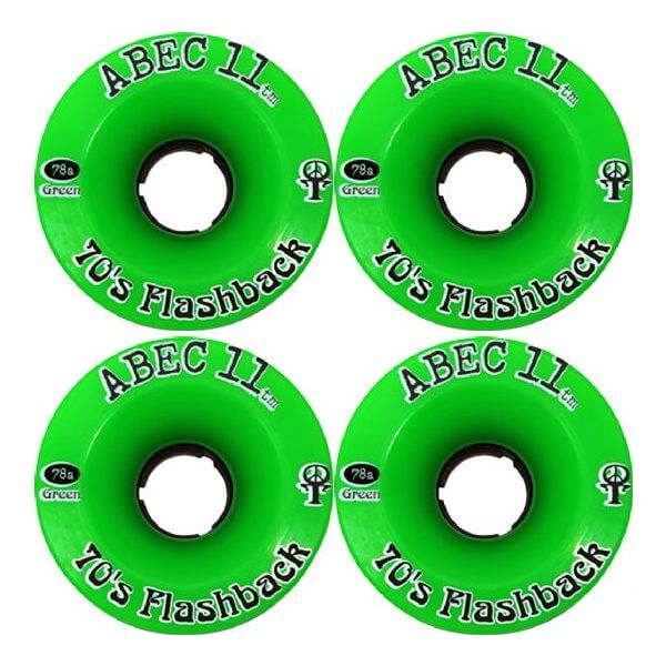 ABEC 11 70's Flashbacks Lime Skateboard Wheels - 70mm 78a (Set of 4)