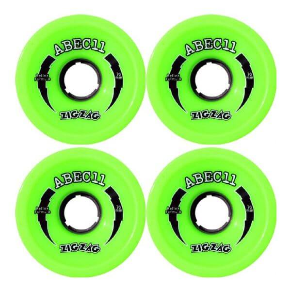 ABEC 11 ZigZags Lime Skateboard Wheels - 70mm 80a (Set of 4)