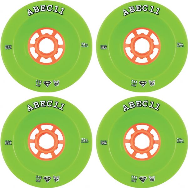 ABEC 11 Superfly Lime / Orange Skateboard Wheels - 111mm 74a (Set of 4)