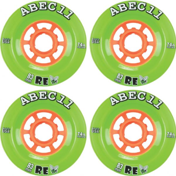 ABEC 11 Flywheels Refly Lime / Orange Skateboard Wheels - 83mm 74a (Set of 4)