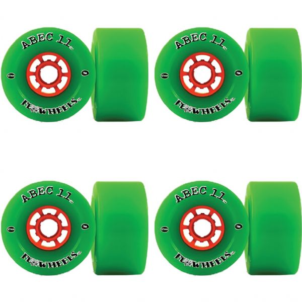 ABEC 11 Flywheels Refly Lime / Orange Skateboard Wheels - 97mm 74a (Set of 4)