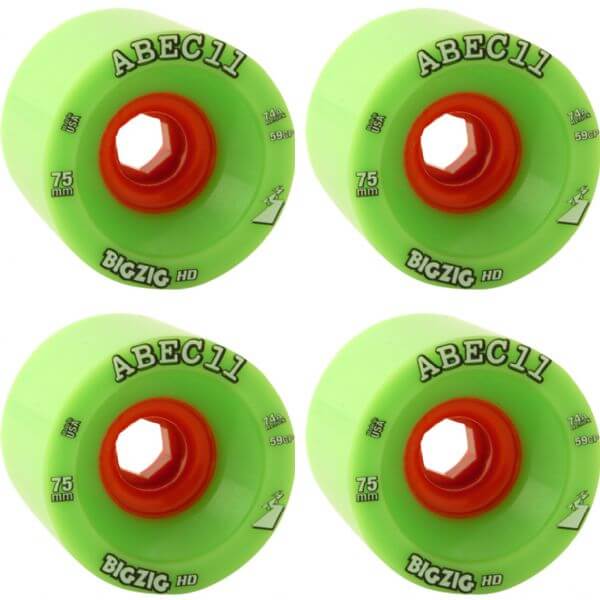 ABEC 11 BigZig HD Lime / Orange Skateboard Wheels - 75mm 74a (Set of 4)