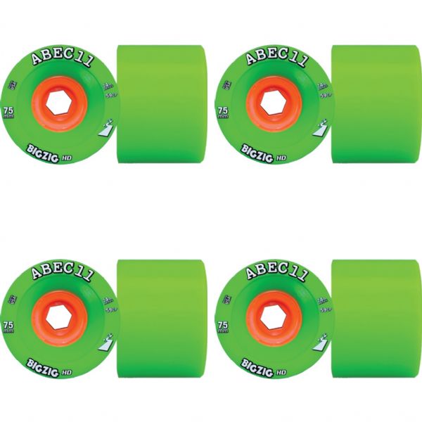 ABEC 11 BigZig HD Lime / Orange Skateboard Wheels - 75mm 75a (Set of 4)