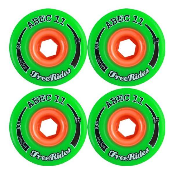 ABEC 11 Freeride Centerset Lime / Orange Skateboard Wheels - 72mm 81a (Set of 4)