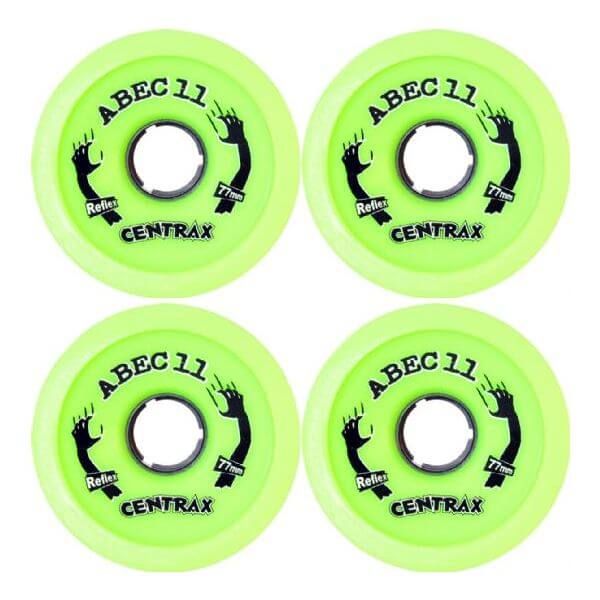 ABEC 11 Centrax Lime / Black Skateboard Wheels - 77mm 80a (Set of 4)