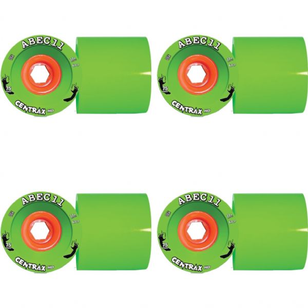 ABEC 11 Centrax HD Lime / Orange Skateboard Wheels - 75mm 75a (Set of 4)