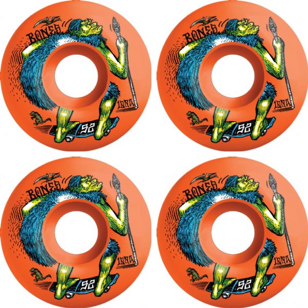 Bones Wheels 100's OG V4 Neonderthal Orange Skateboard Wheels - 52mm 100a (Set of 4)