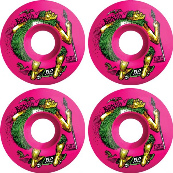 Bones Wheels 100's OG V4 Neonderthal Pink Skateboard Wheels - 52mm 100a (Set of 4)