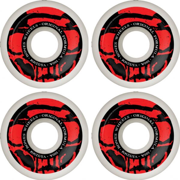 Bones Wheels 100's OG V5 Mummy Skulls White Skateboard Wheels - 52mm 100a (Set of 4)