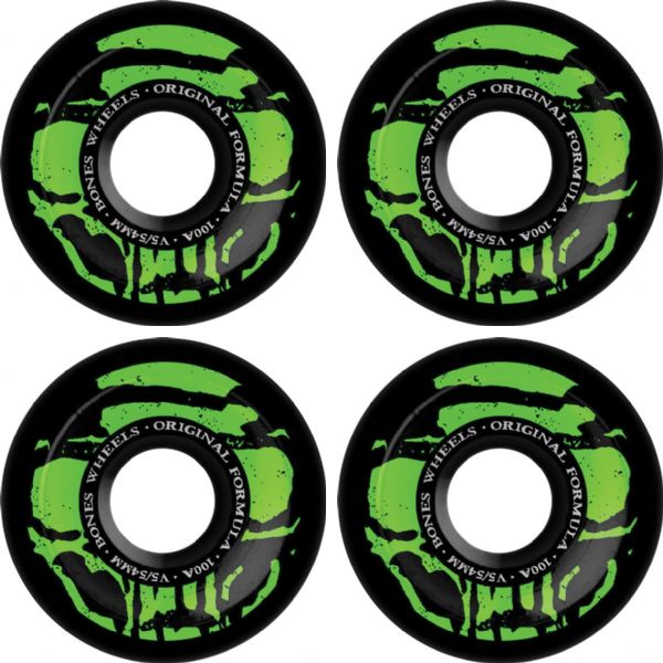 Bones Wheels 100's OG V5 Mummy Skulls Black Skateboard Wheels - 54mm 100a (Set of 4)