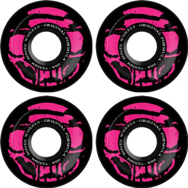 Bones Wheels 100's OG V5 Mummy Skulls Black Skateboard Wheels - 55mm 100a (Set of 4)