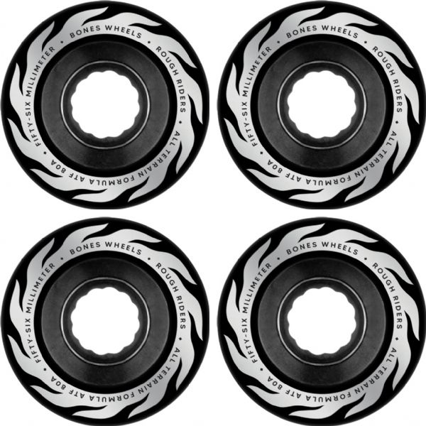 Bones Wheels ATF Rough Rider Eternal Flame Black Skateboard Wheels - 56mm 80a (Set of 4)