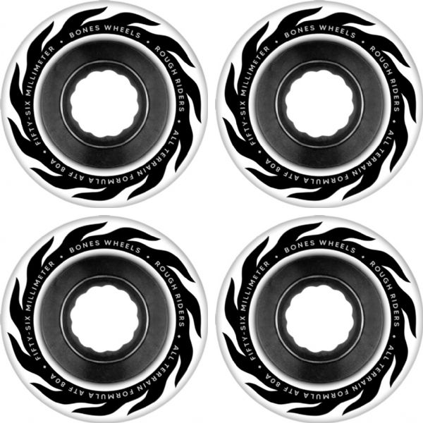 Bones Wheels ATF Rough Rider Eternal Flame White Skateboard Wheels - 56mm 80a (Set of 4)