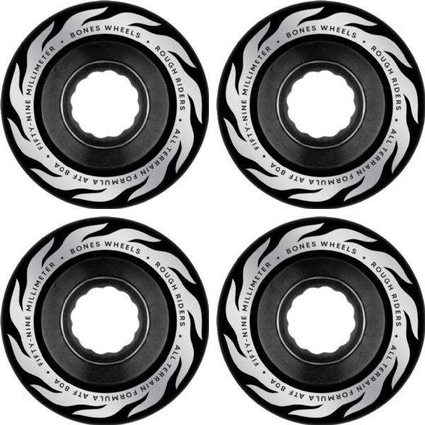 Bones Wheels ATF Rough Rider Eternal Flame Black Skateboard Wheels - 59mm 80a (Set of 4)