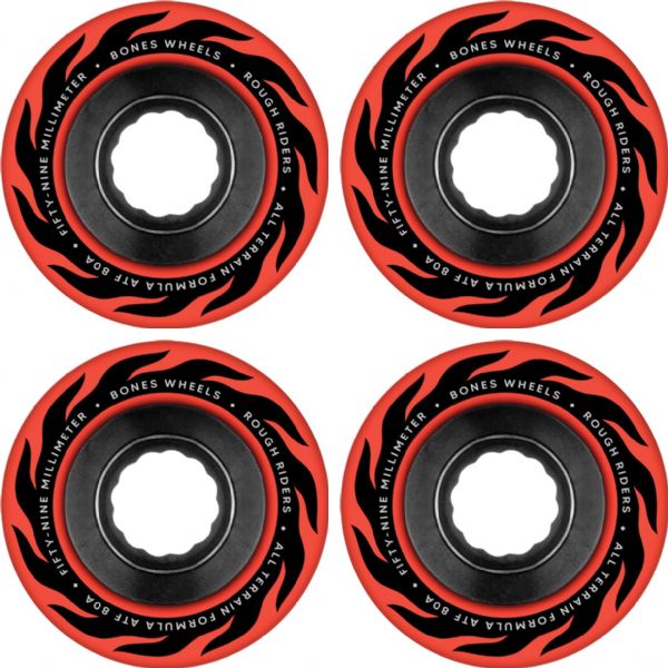 Bones Wheels ATF Rough Rider Eternal Flame Red Skateboard Wheels - 59mm 80a (Set of 4)