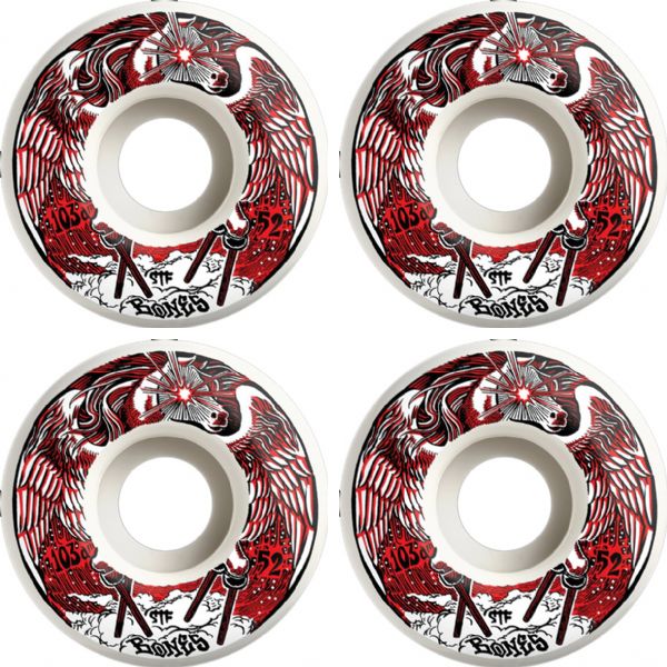 Bones Wheels Peg-Leg-Asus White Skateboard Wheels - 52mm 103a (Set of 4)