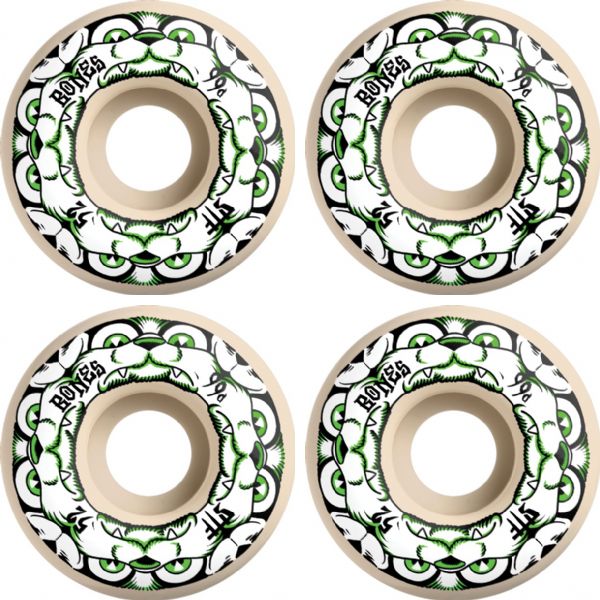 Bones Wheels STF V4 Dog Night Natural / Green Skateboard Wheels - 52mm 99a (Set of 4)