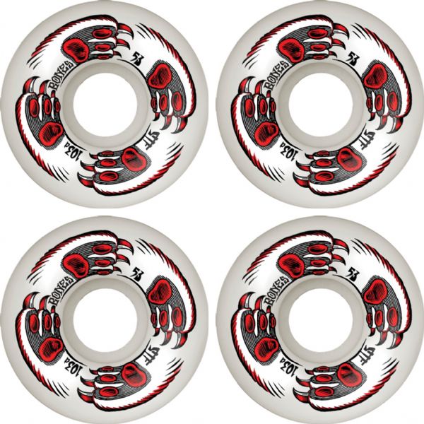 Bones Wheels Kitty Twister White Skateboard Wheels - 53mm 103a (Set of 4)