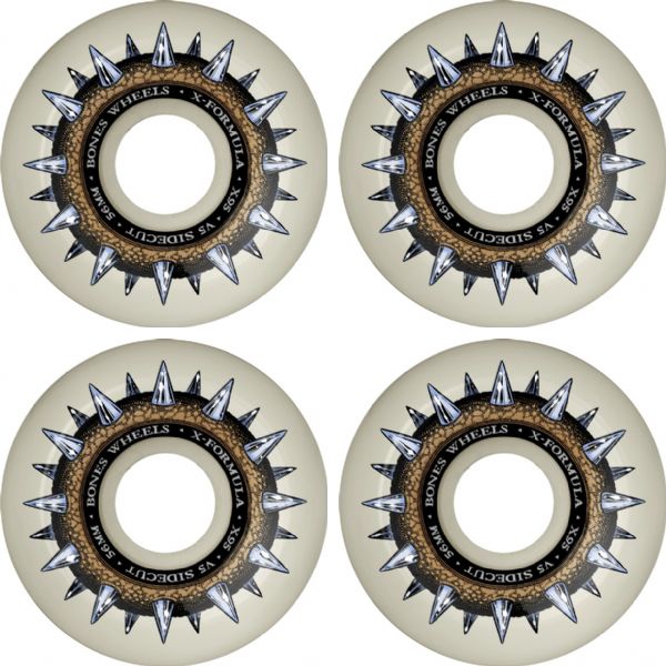 Bones Wheels XF X95 V5 Sidecut Street Cleat Natural Skateboard Wheels - 56mm 95a (Set of 4)