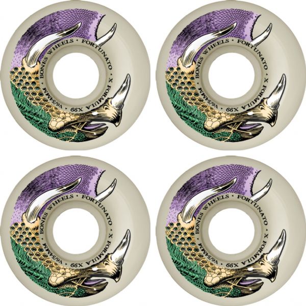 Bones Wheels Gabriel Fortunato XF V6 Dino-Sortas Natural Skateboard Wheels - 54mm 99a (Set of 4)