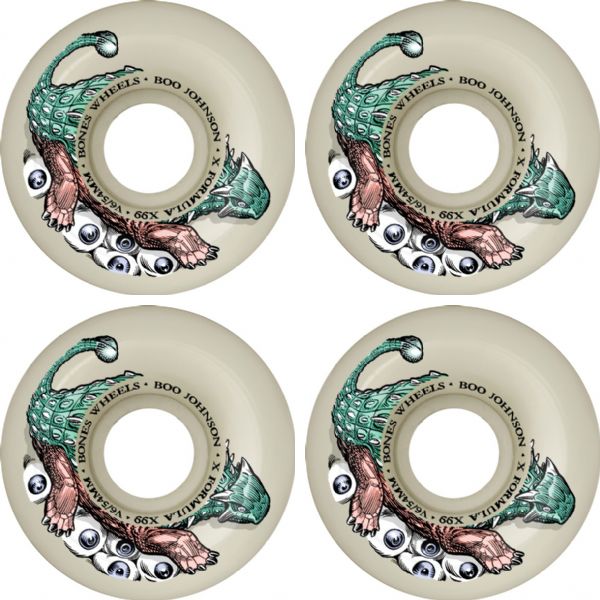 Bones Wheels Boo Johnson XF V6 Dino-Sortas Natural Skateboard Wheels - 54mm 99a (Set of 4)