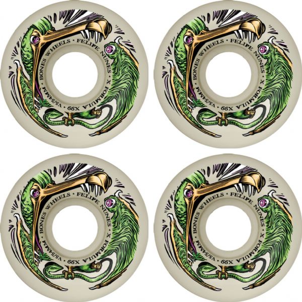 Bones Wheels Felipe Nunes XF V5 Dino-Sortas Natural Skateboard Wheels - 54mm 99a (Set of 4)