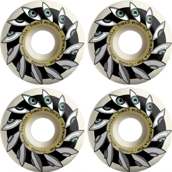 Bones Wheels Torey Pudwill XF V1 Eyeing Saucer Skateboard Wheels - 53mm 99a (Set of 4)