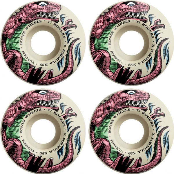 Bones Wheels TJ Rogers XF V1 Dino-Sortas Natural Skateboard Wheels - 54mm 99a (Set of 4)