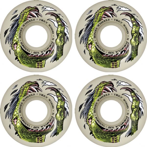 Bones Wheels Trey Wood XF V5 Dino-Sortas Natural Skateboard Wheels - 53mm 99a (Set of 4)