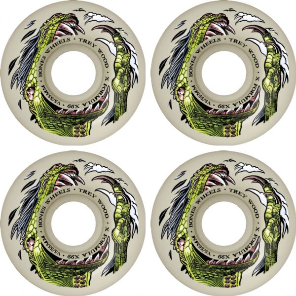 Bones Wheels Trey Wood XF V5 Dino-Sortas Natural Skateboard Wheels - 55mm 99a (Set of 4)