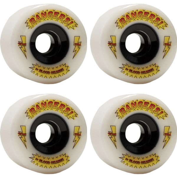 Blood Orange Bangers White Skateboard Wheels - 70mm 78a (Set of 4)