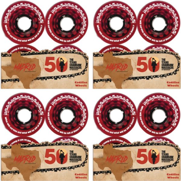 Cadillac Wheels Texas Chainsaw Massacre Red Skateboard Wheels - 56mm 78a (Set of 4)