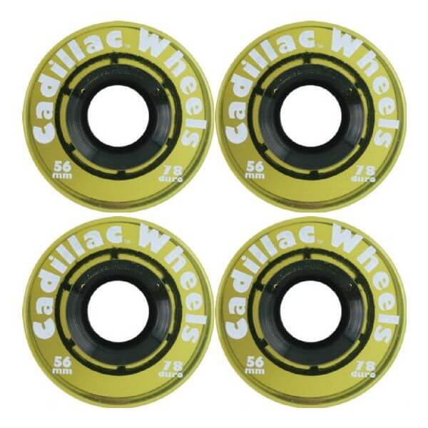 Cadillac Wheels Original Yellow Skateboard Wheels - 56mm 78a (Set of 4)