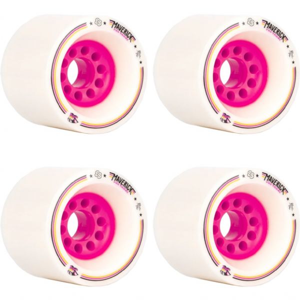 88 Wheel Co Thompson Maverick White / Pink Skateboard Wheels - 80mm 74a (Set of 4)