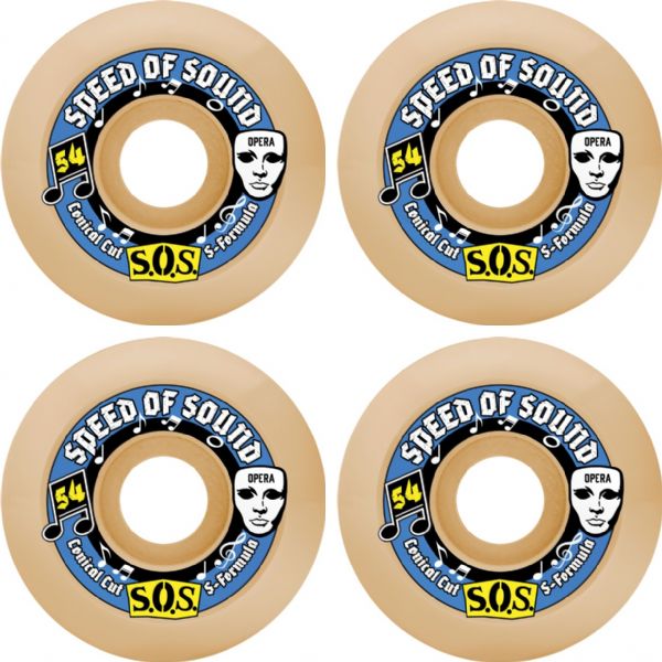 Opera Skateboards SOS Mezzo Hardline Conical White Skateboard Wheels - 54mm 101a (Set of 4)