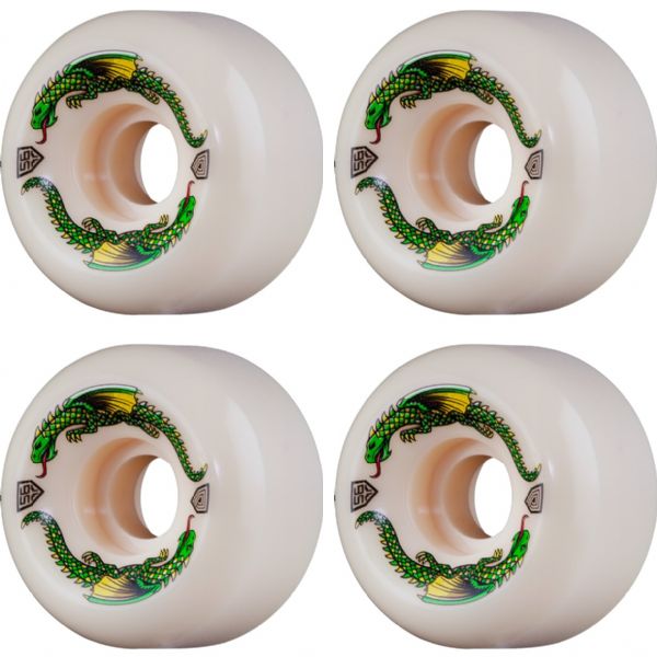 Powell Peralta Dragon Formula White Skateboard Wheels 36.5mm CP - 56mm 93a (Set of 4)